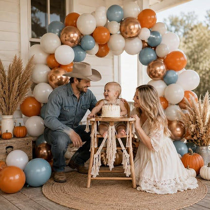 Orange and Blue Balloons, 12 Inch Burnt Orange Dusty Blue Copper Balloon | - Image 4