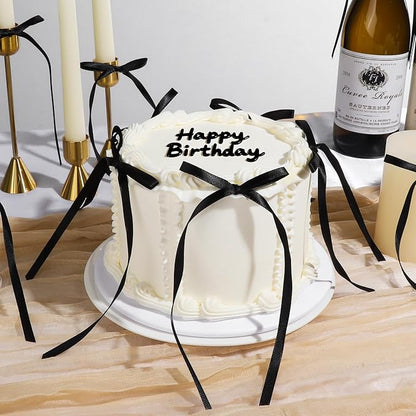 YGDZ Black Bows for Cake, Coquette Themed Party Black Bows Decor, Birthday - Image 2