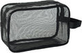 Black Mesh Shower Tote Bag - 6.5×10.2Inch Portable Quick-Dry Hanging Pouch for Bathroom, Gym, Camping, Toiletry Organizer