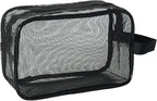 Black Mesh Shower Tote Bag - 6.5×10.2Inch Portable Quick-Dry Hanging Pouch for Bathroom, Gym, Camping, Toiletry Organizer