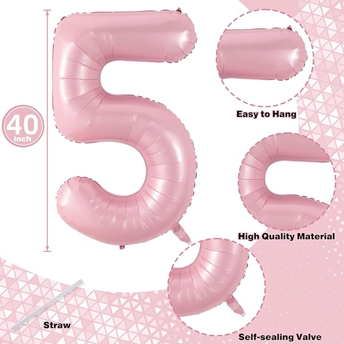 Number 15 Balloon Pastel Pink, Giant Number 1 & 5 Helium Foil Balloon - Image 2