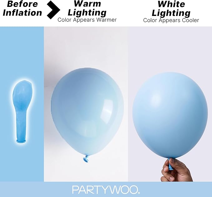 PartyWoo Light Blue Balloons 120pcs Baby Pastel Sky Aqua Blue Color | Different - Image 3
