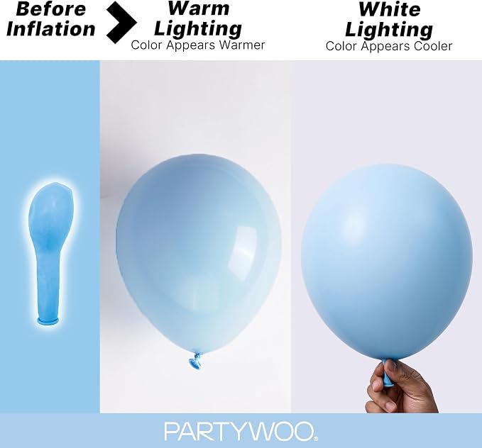 PartyWoo Light Blue Balloons 92pcs Different Sizes of 18 12 10 5 Inch Baby - Image 3