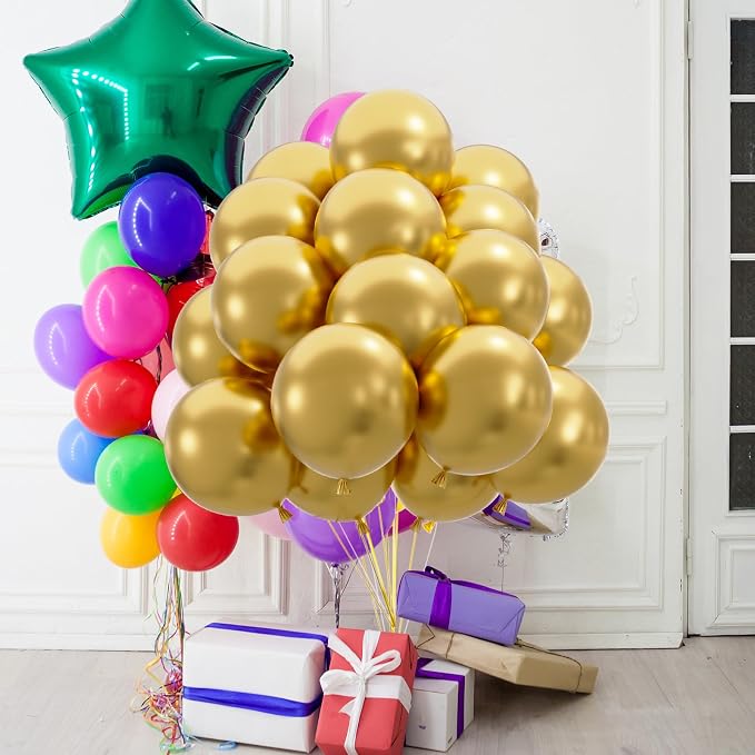 50pcs Metallic Gold Balloons, Helium Quality 12inch Chrome Gold Balloon | - Image 5