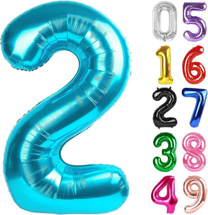 Light Blue Number 2 Balloon 40 Inch, 2nd Birthday Decorations Men Women | Foil by IWERP