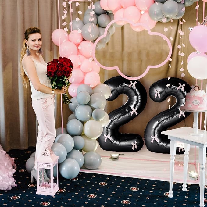 40 Inch Number Balloons with Bow Coquette Birthday Decorations Giant Number 1 - Image 4