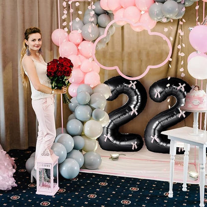40 Inch Number Balloons with Bow Coquette Birthday Decorations Giant Number 1 - Image 4