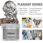 Ultikare Temporary Hair Color Wax, Grey, Natural Hair Wax Color Mud Cream for Dark Hair, Washable, Kids, Halloween, Cosplay, Party, Girls