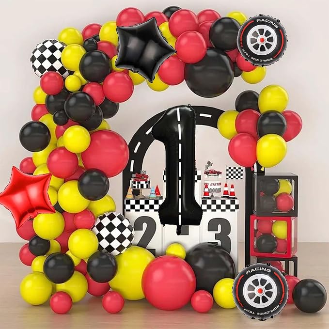 Race Car Balloons, 40 Inch Racetrack Number 1 Balloons, Big Number Balloons - Image 6
