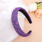 Purple Sparkle Glitter Headband - Wide, Comfortable, High Elasticity - Perfect for Women's Fashion Accessories