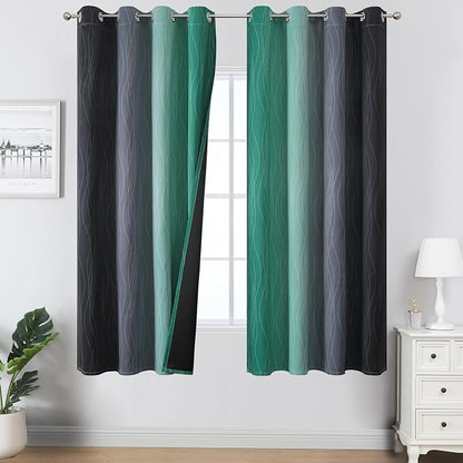 Black and Green Blackout Ombre Curtains by ESTELARTEXTILER