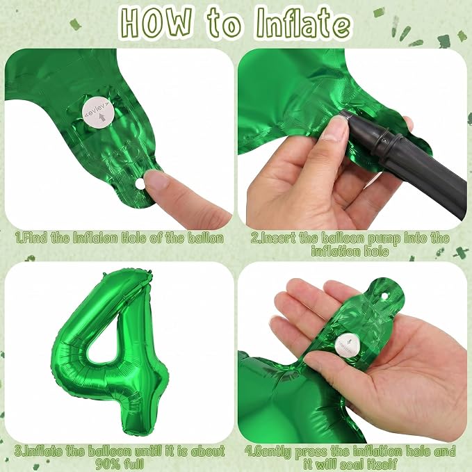 Green Number 4 Balloon 40 Inch, Foil Numeral Radiant Green 4th Milestone | - Image 5