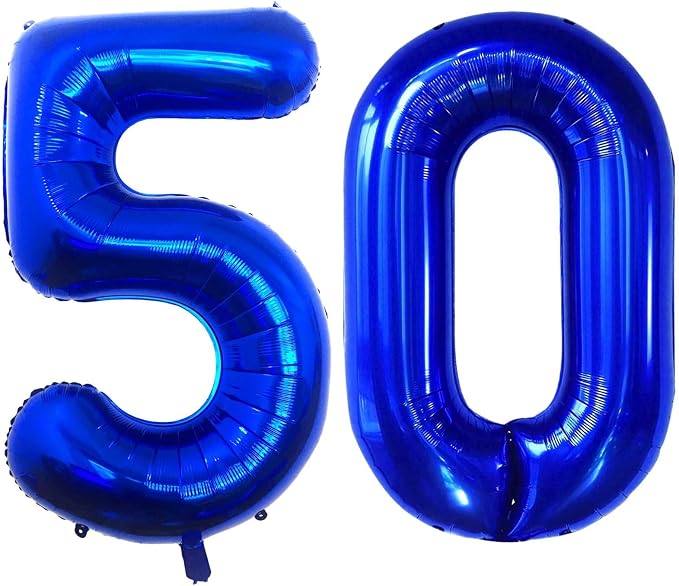 Navy Blue 50 Number Balloons, 40 Inch Giant Number 50 Balloons Foil Mylar by Lovoir