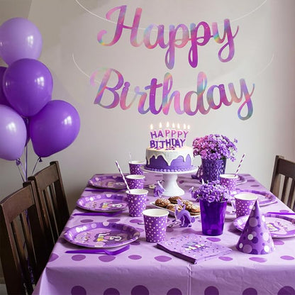 BEISHIDA Double-Sided Rainbow Purple Happy Birthday Banner - Image 4