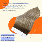 Full Shine Hair Extensions Tape in 20 Inch Color 3/8/22 Brown and Blonde Tape in Hair Extensions Human Hair Seamless Straight Soft and Silky 40PCS Invisible Remy Extensions for Women Real Hair 100g
