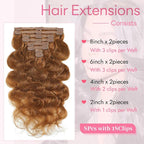 Clip in Hair Extensions Real Human Hair Body Wave 30 Auburn Ginger Clip in 100% Brazilian Remy Human Hair Extensions 8pcs Per Set with 18 Clips Double Weft 18 Inch 100g/3.6oz
