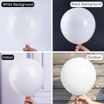PartyWoo White Balloons 100pcs Matte White Latex Helium Balloons 10 Inch | - Image 2