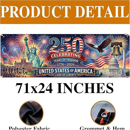Personalized 250 Years of Freedom USA Banner 1776-2026, Patriotic American - Image 4