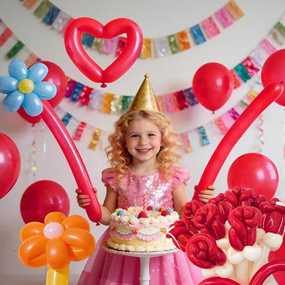260 Red Long Balloons for Balloon Garland Thickening Skinny Latex Twisting - Image 6