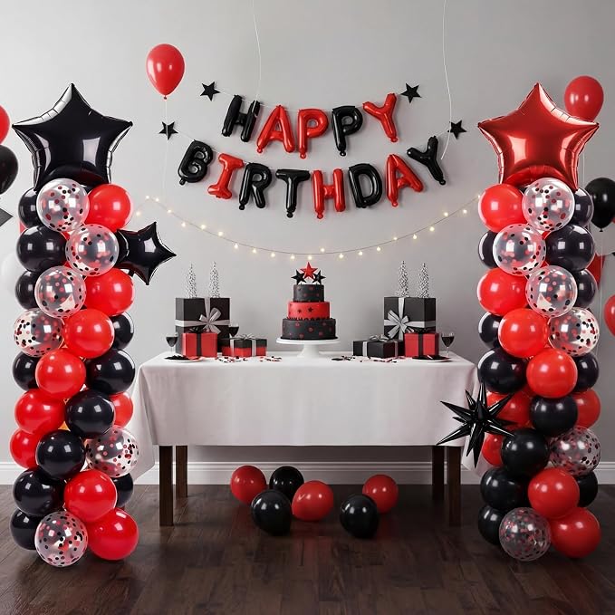Skylety 2 Sets Red and Black Balloon Column Stand Kit Adjustable Red Black - Image 4