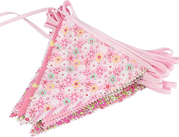 G2PLUS 39Ft Triangle Bunting Banner, Reusable Cotton Triangle Flags Party - Image 8