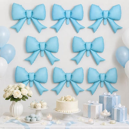 8Pcs Blue Bow Foil Balloons, 21Inch Blue Bow Shaped Balloons - Image 5