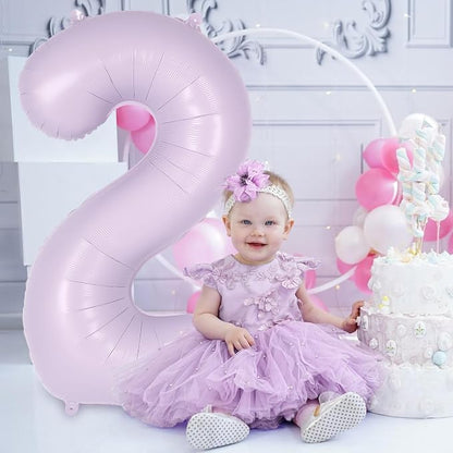 Light Purple Number 2 Balloon, 40 Inch Big Large Foil Helium Number Balloons - Image 4