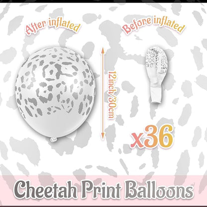 Gejoy 36 Pcs Cheetah Balloons Silver Leopard Print Balloons 12 Inch Spots Latex - Image 2