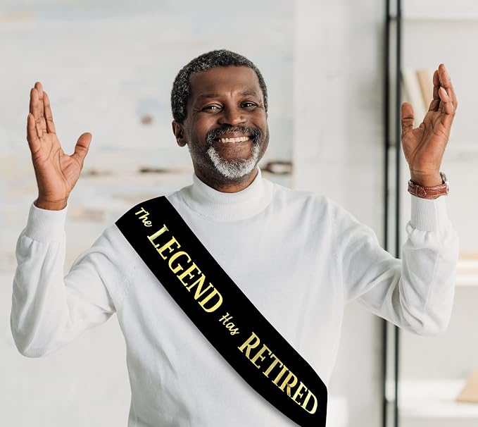 The Legend Has Retired Sash – Elegant Black and Gold Foil Legendary Sash - Image 8