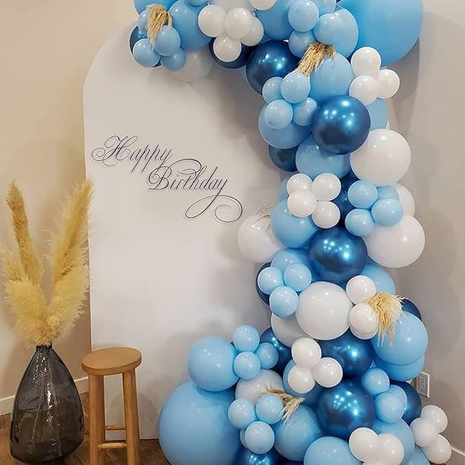 Blue Balloon Set, 60 Packs 12 Inches Metallic Balloons Pearl Macaron Baby Blue - Image 6