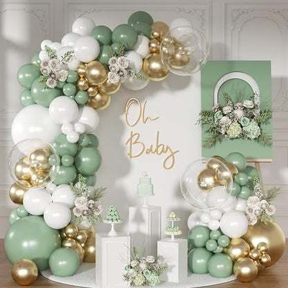 Sage Green Gold Balloon Arch Kit Green Balloon Garland Kit | 126 Pcs White by NUTTYBASH