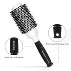 Round Brush with Boar Bristle, Ball Tip Round Hair Brushes for Women Blow Drying, 2 Clips and 1 Comb Included (2.9" & Barrel 1.7")…