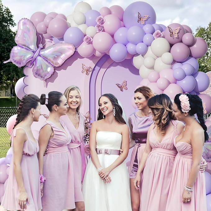 128pcs Pink Purple Butterfly Balloon Arch - Image 6
