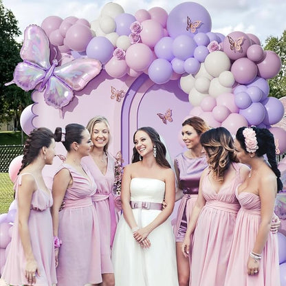 128pcs Pink Purple Butterfly Balloon Arch - Image 6