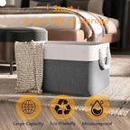 TheWarmHome Organization and Storage Basket for Organizing- 16x12x8 inch 1 Pack Fabric Storage Cubes, Collapsible Storage Bins for Shelves Organizer Gift Closet Cloth Toy (White & Grey)