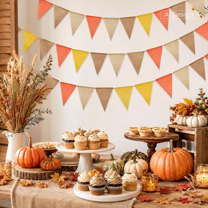 G2PLUS Fall Banner, Pennant Banner and Triangle Flag Bunting, Farmhouse Style - Image 5