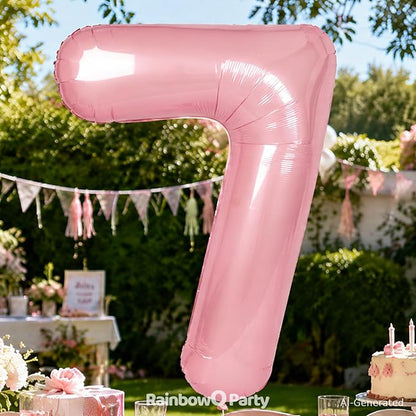 RainbowQ Pink 7 Balloon Number 40 Inch 0-40 Foil Large Balloons | Big Mylar 7 - Image 2
