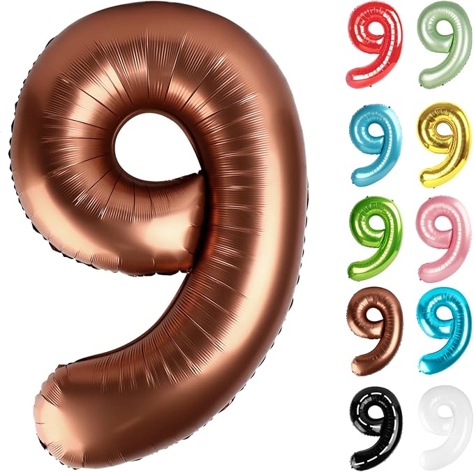 Coffee Brown Number 9 Balloon 40 Inch by IWERP