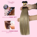 YoungSee Ktip Hair Extensions Human Hair Balayage K Tip Hair Extensions Real Human Hair Balayage Dark Brown to Brown with Blonde 20In 50s/50g