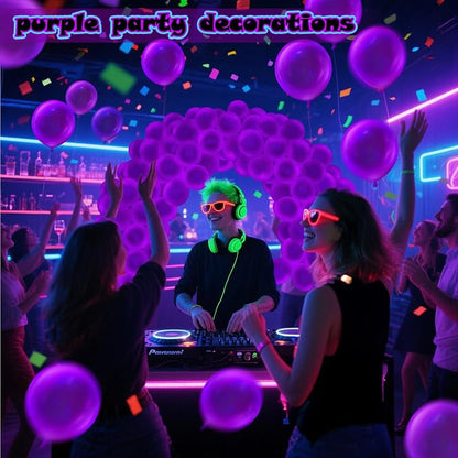 100 Pcs UV Neon Purple Balloons 12 inch Neon Party Supplies, Glow in the Dark - Image 6