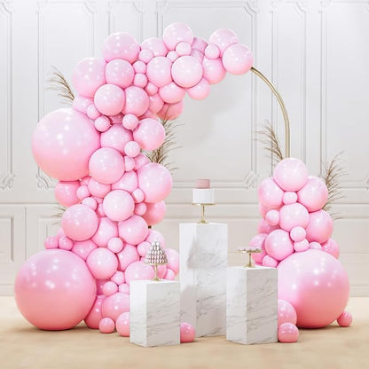PartyWoo Baby Pink Balloons 128 pcs Different Sizes of 18 12 10 5 Inch Pastel by PartyWoo