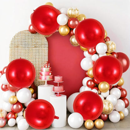 Metallic Red Balloons, 22 Inch Large Sphere Round Balloons - Image 3