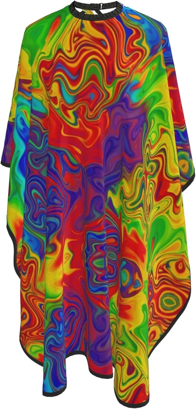Salon Cape Rainbow Neon Watercolors Hair Cutting Cloak, Extra Long Professional Hair Cutting Apron for Hair Cutting, Haircut Tools