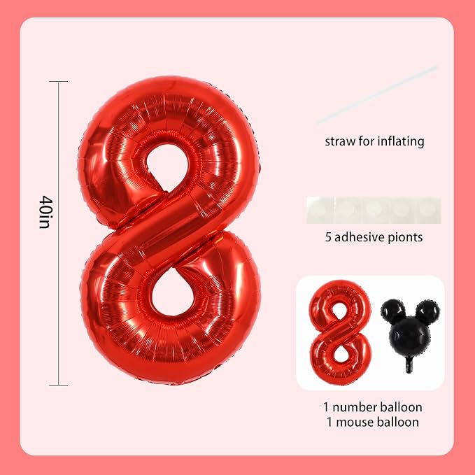 40 Inch Red Foil Number 8 Balloon - Image 2