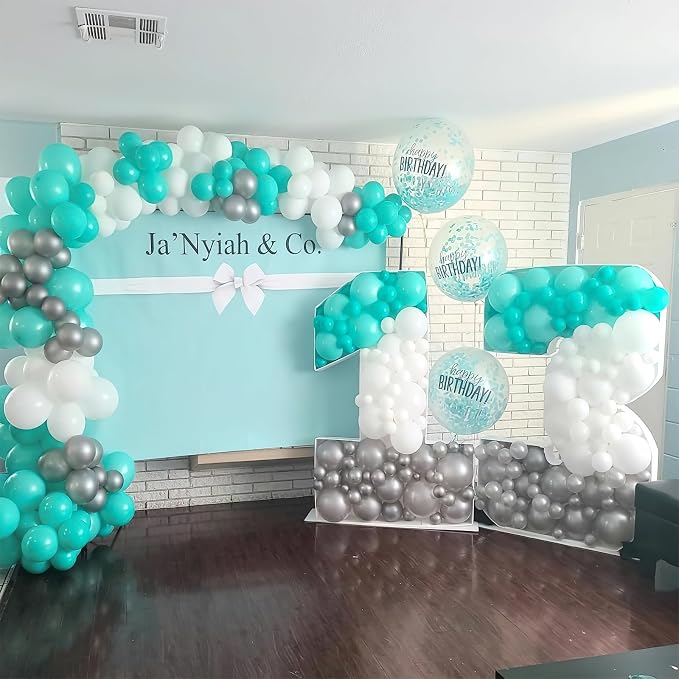 PartyWoo Teal Balloons 101pcs Turquoise Dark Teal Color 12 Inch | Balloons - Image 5