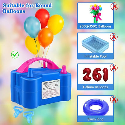 Balloon Pump Electric, 110V 600W Balloon Blower Inflator Dual Nozzle Air Pump - Image 5
