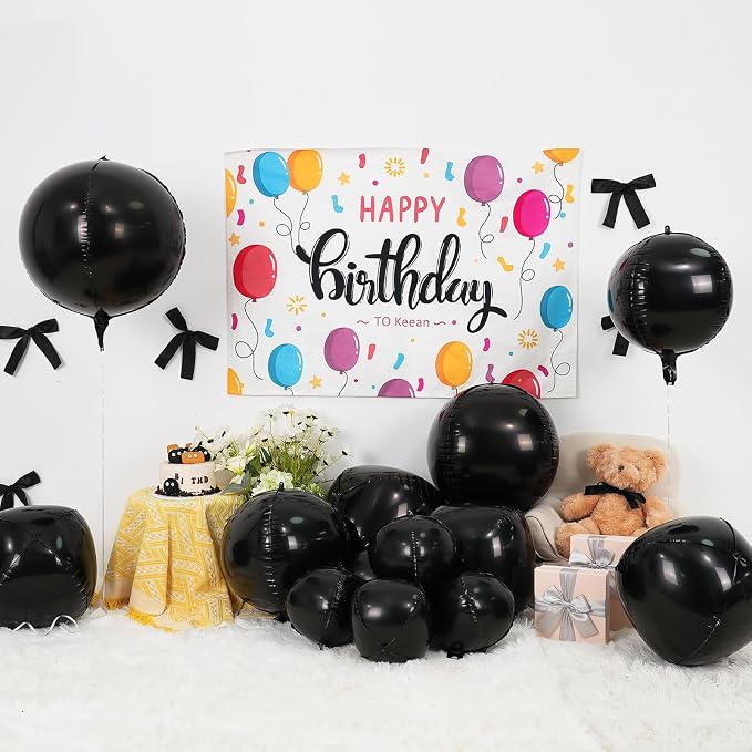 12Pcs Black Round Foil Balloons - Image 3
