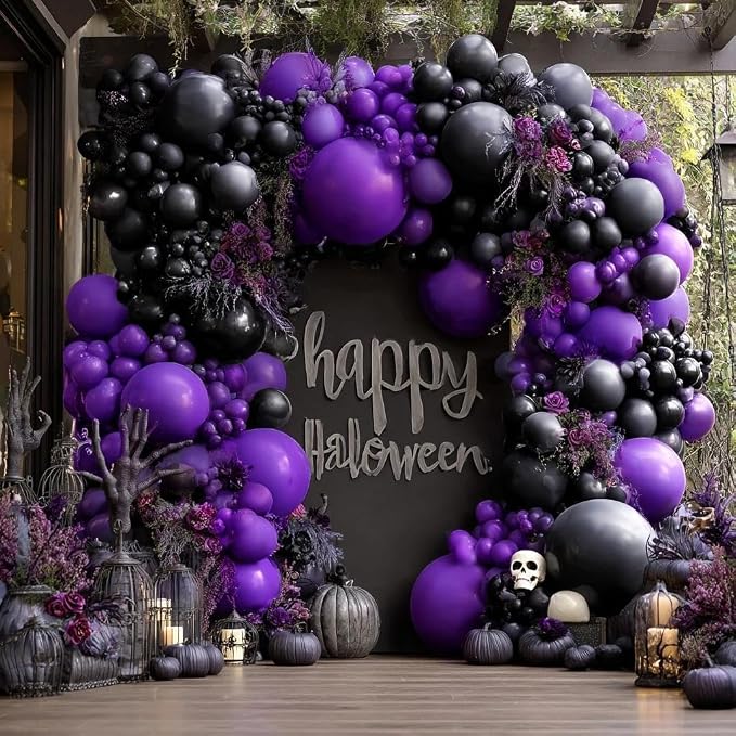 Dark Purple Balloons-Double Stuffed Lavender Balloon Garland Different Sizes - Image 7