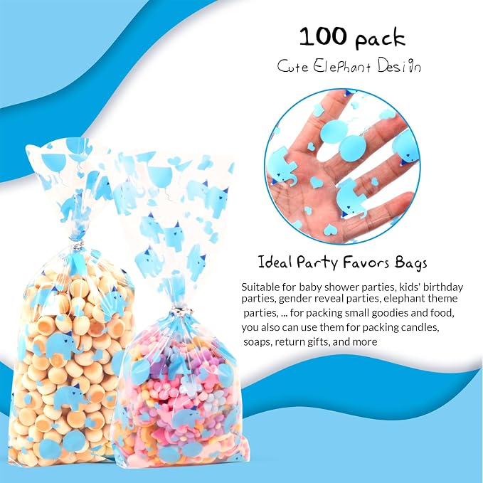 100 Pcs 5"X11" Gift Wrap Cello Cellophane Treat Bags Clear Candy Cookie Plastic - Image 3