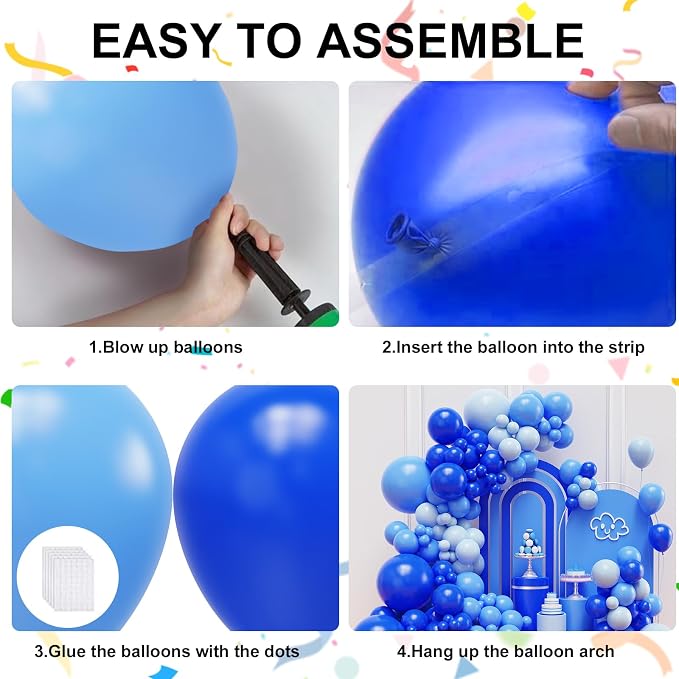 Blue Balloons Balloons Arch Kit, 18 12 10 5 inch, Baby Shower, Graduation Party - Image 3